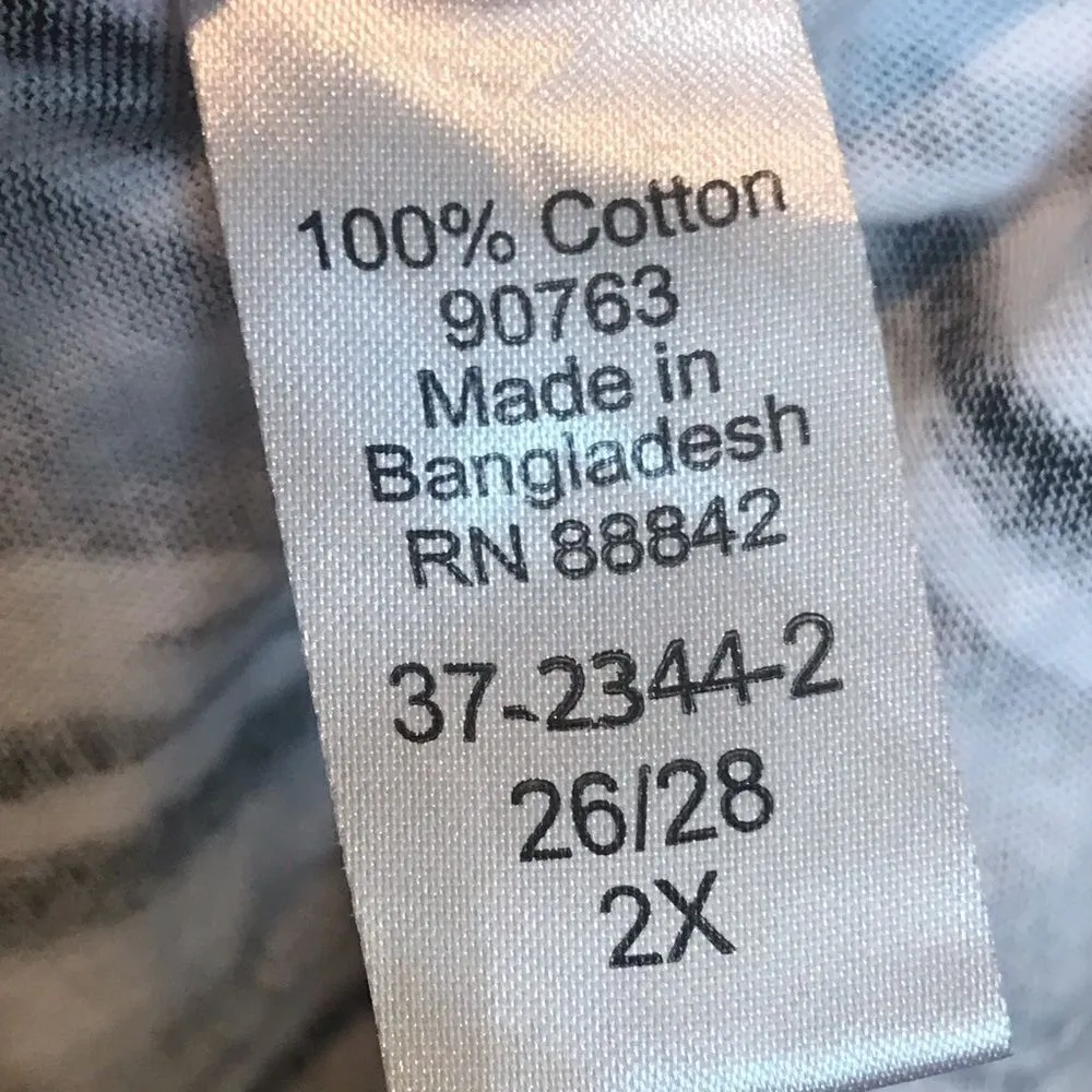 Roaman's Size 2X Short Sleeve Striped Blouse Black White Gray - Image 5