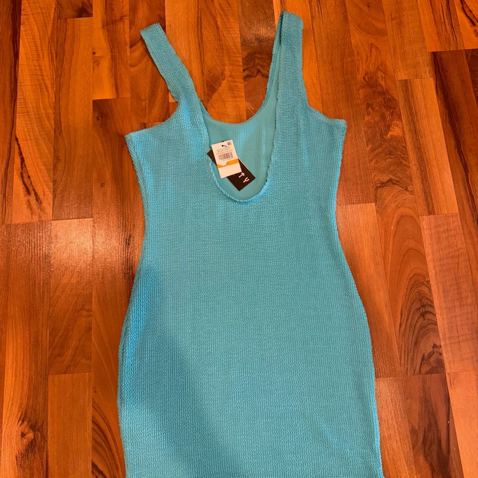 Royalty by Maluma‎ Scuba Blue Mini Dress Bodycon Sleeveless Textured S Small NWT - Image 3