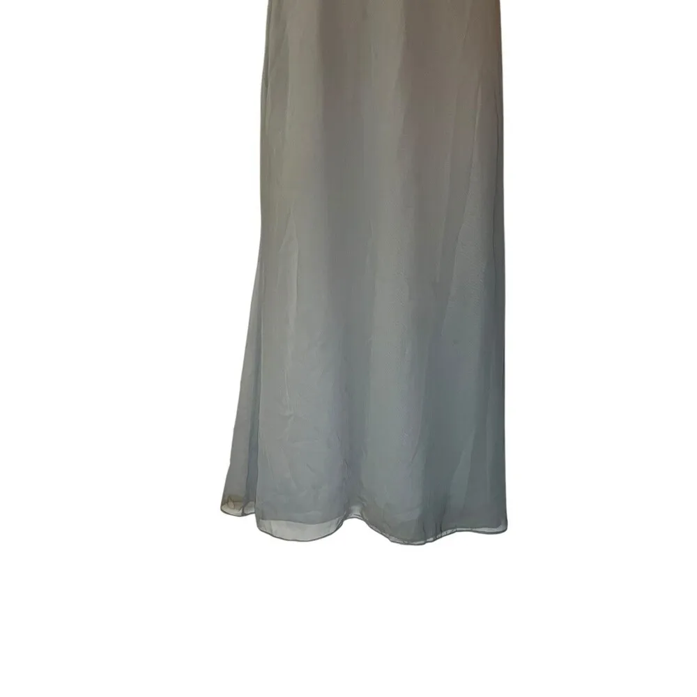 Jim Hjelm Occasions Size 8 Pewter Crinkle Chiffon Dress Style 5424 Formal Blue - Image 3