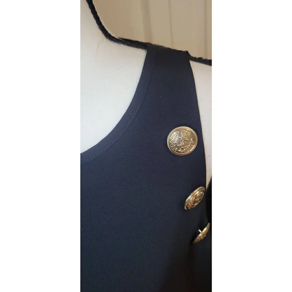 Calvin Klein Women's Black Sleeveless Tank Top Sz M Crew Neck Nautical Anchor Bu - Image 6