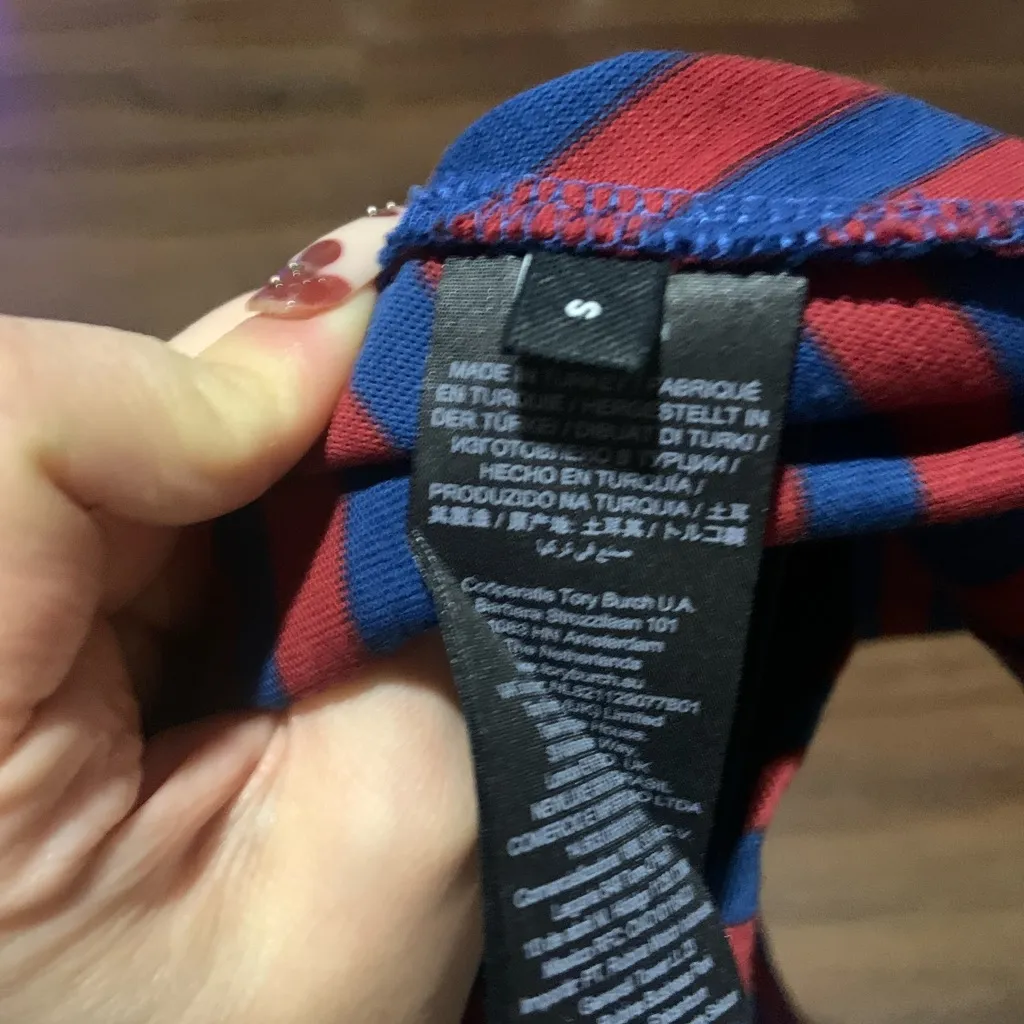 Tory Burch Logo-embroidered striped cotton-jersey T-shirt 258$ s NWOT oversized - Image 5