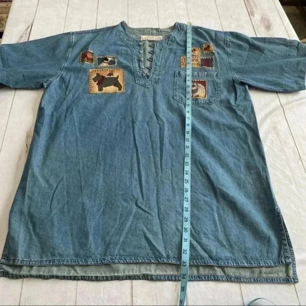 Us expedition Faithful Companion embroidered patchwork Dog Top Blue Size L - Image 7