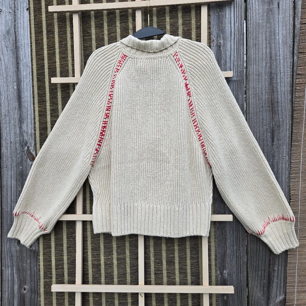 NEW Hudson Jeans Johnny Collared Wool-Blend Pullover, Cream L - Image 10