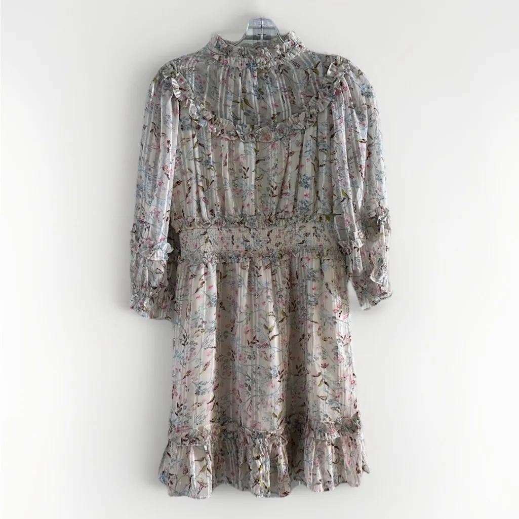 WALTER BAKER Betsy Floral-Print Metallic Burnout Georgette Mini Dress Size XS - Image 9