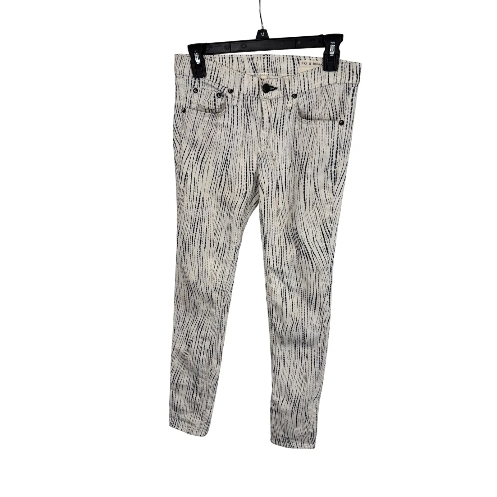Rag & Bone Printed‎ Skinny Jeans Designer Denim Pants Black White Size 26 - Image 4