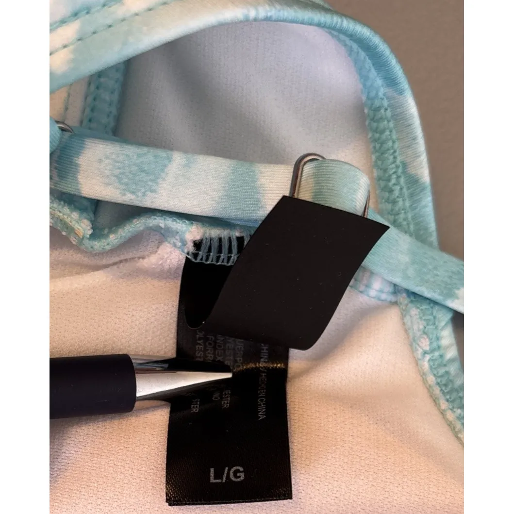 Hurley Swimsuit‎ Womens Sz L Blue One Piece Front Zip Ocean Wave NWOT - Image 9