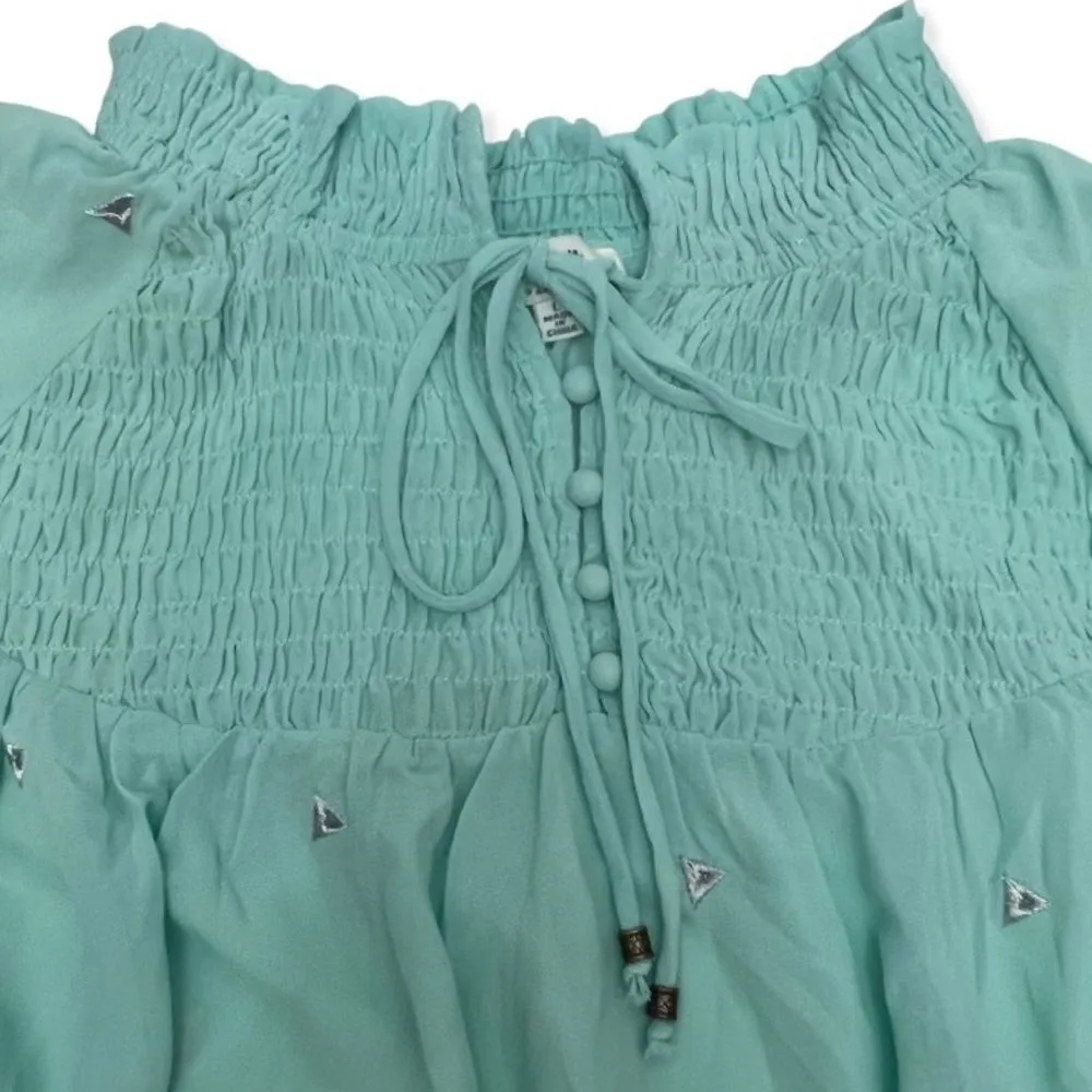Hayden Los Angeles Sheer Turquoise Blouse - Image 9