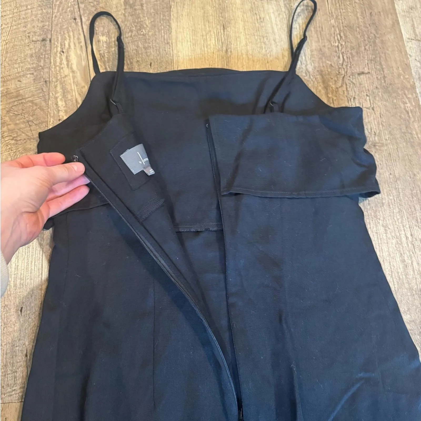 By Anthropologie Slim Linen Midi Dress Black Womens 2 - Image 8