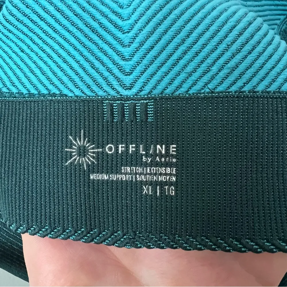 OFFLINE By Aerie Seamless Two Tone Sports Bra Deep Forest Green Size XL New - Image 9