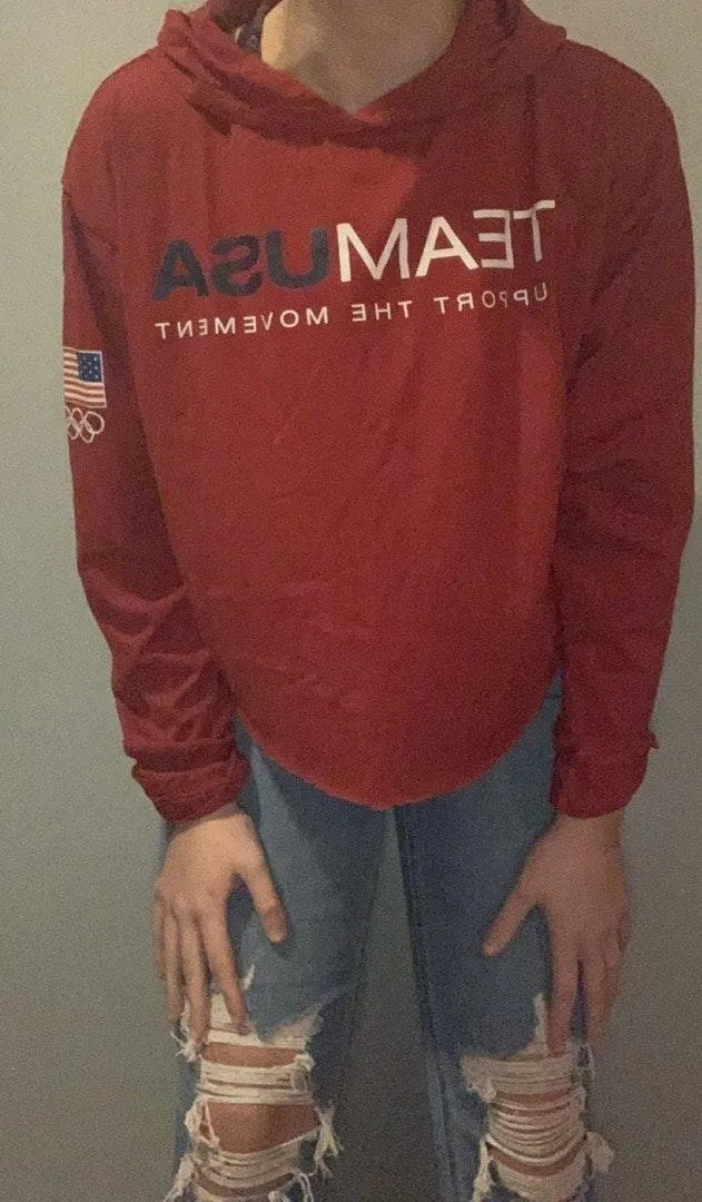 Team USA Olympic Cropped Sweatshirt Red - Image 2
