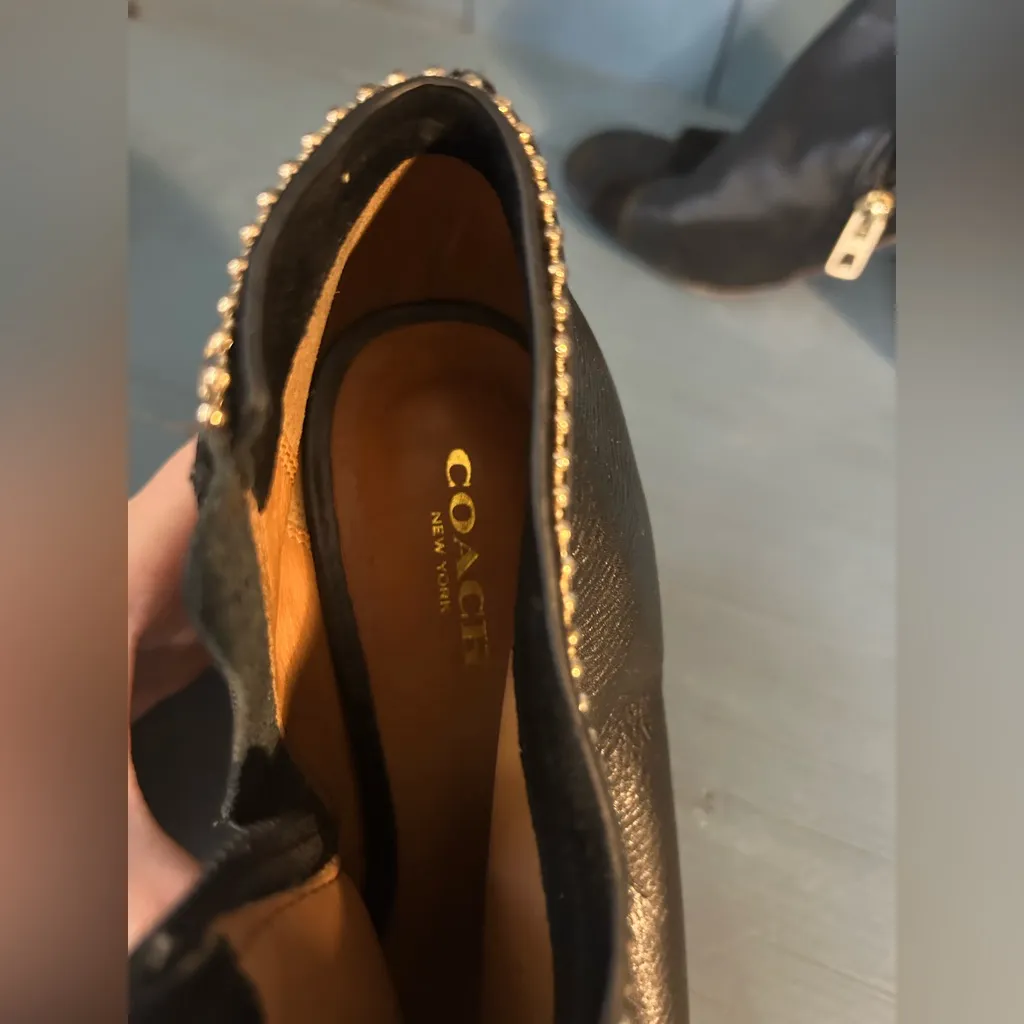 Coach Black Leather Open-Toe Ankle Boots | Size 7 - Image 5