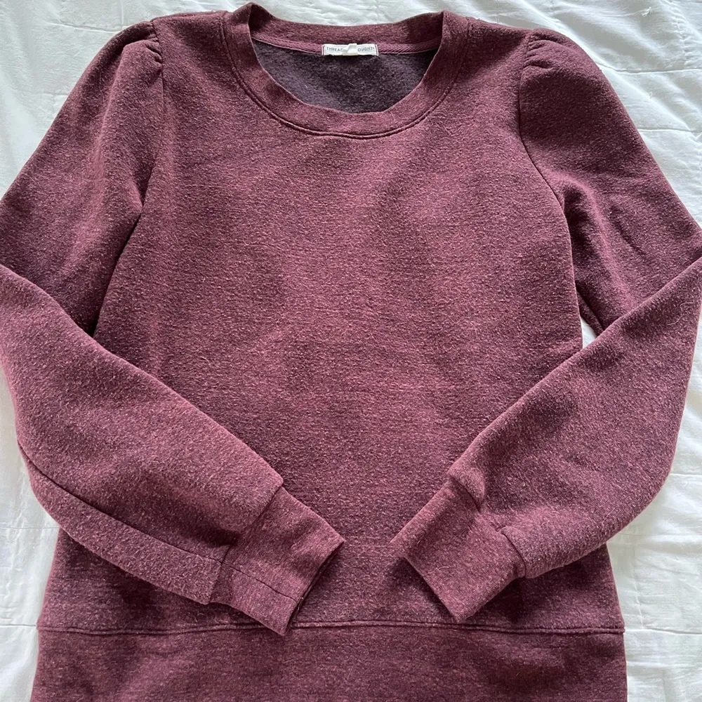 Fall Essential: Threads 4 Thought maroon sweatshirt with puffy shoulders - Image 5
