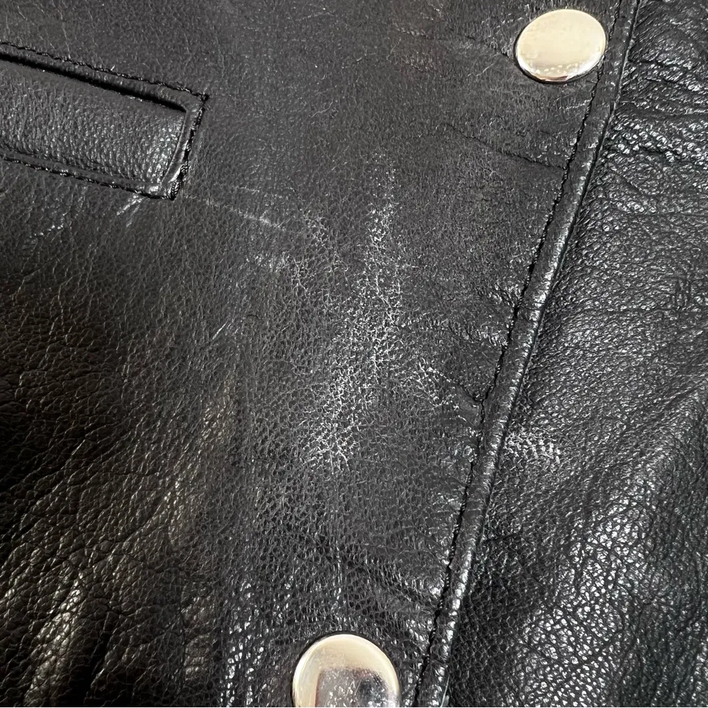 Silver Bike Black Leather Motorcycle Vest Size M - Image 10