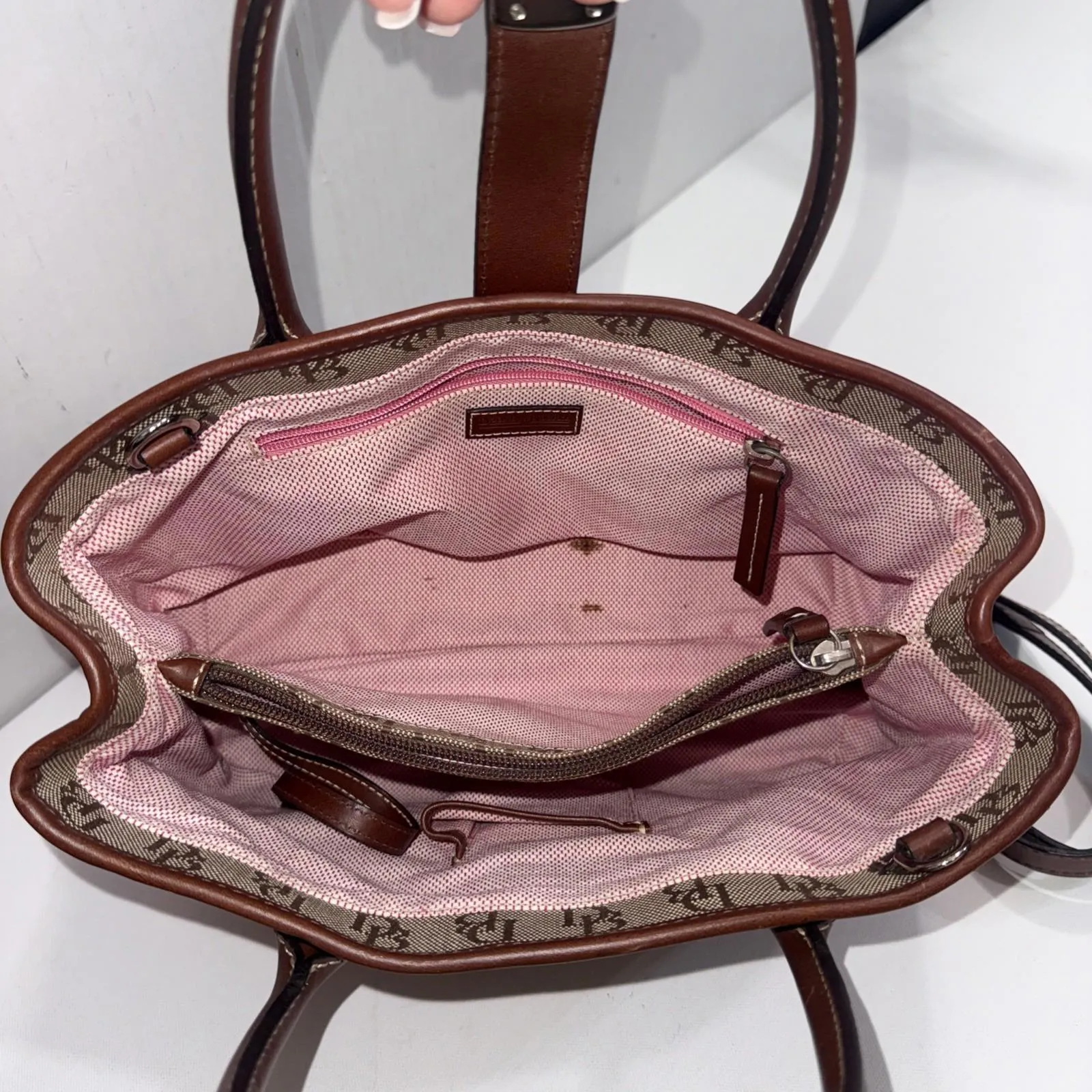 Vintage Dooney & Bourke Y2K Old Money Classic Leather Canvas Satchel Bag Purse - Image 11