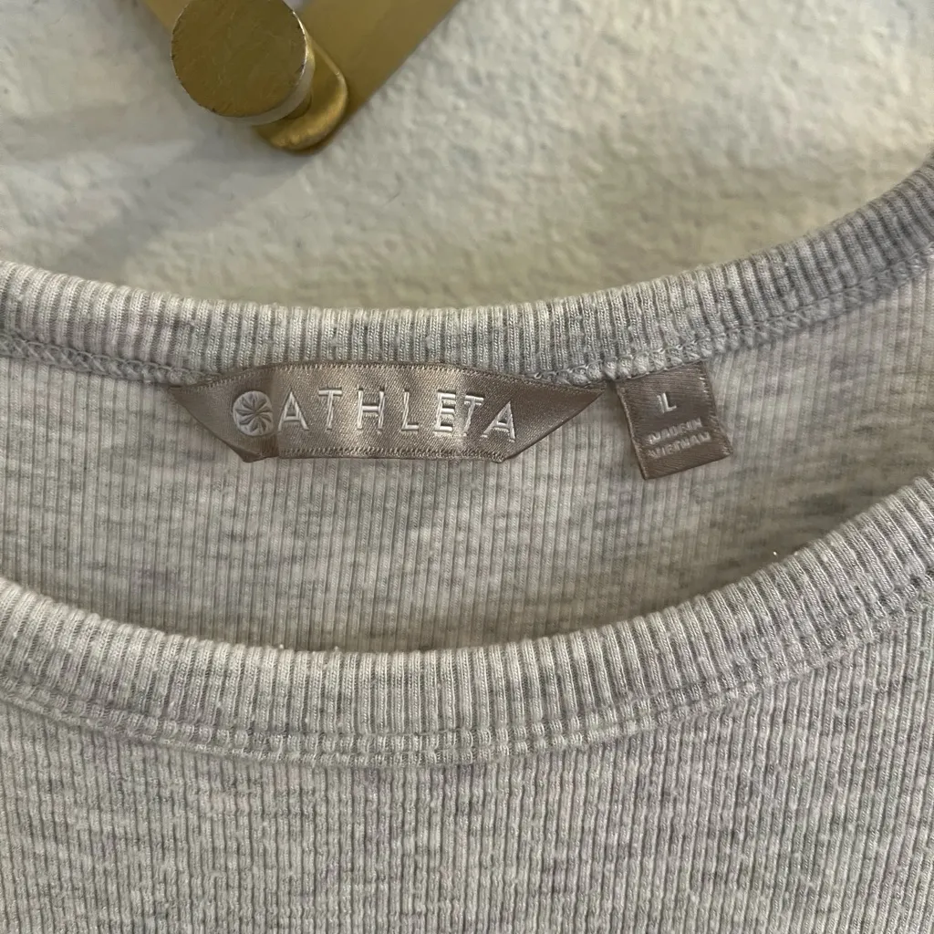 Athleta Glimpses Open Neck Boxy Ribbed Tee Heather Grey Large Ribbed - Image 5