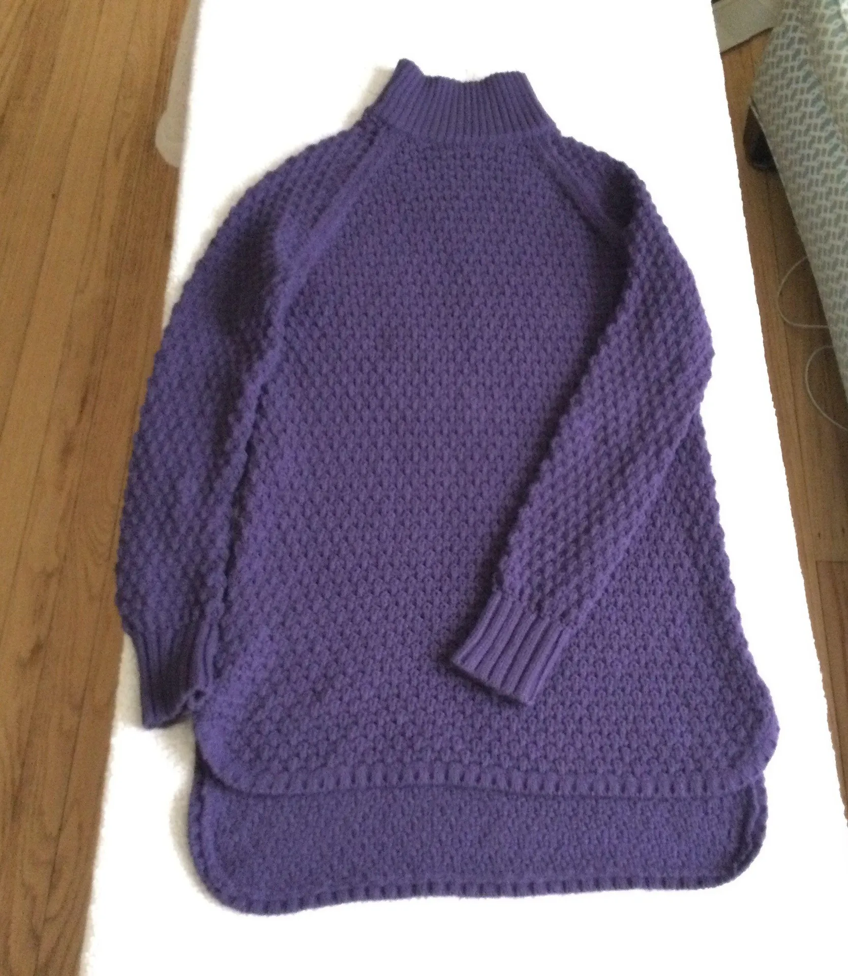 Mockneck Chunky Long Tunic Sweater Purple/Blue - Sz Medium - Image 17