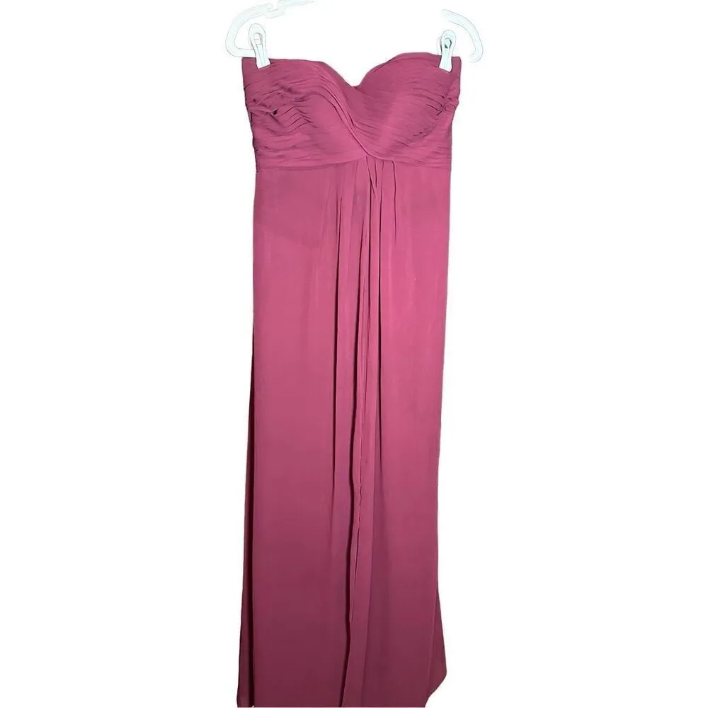 Bill Levkoff Womens Maroon Maxi length Chiffon Gorgeous Strapless Minimalist Bri - Image 4