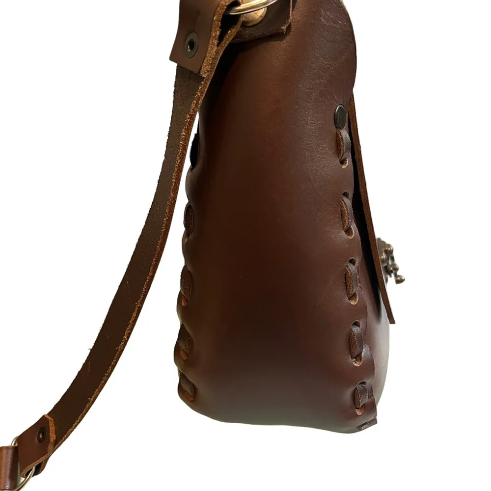 Vintage 1970's Leather Boho Saddle Handbag - Image 11