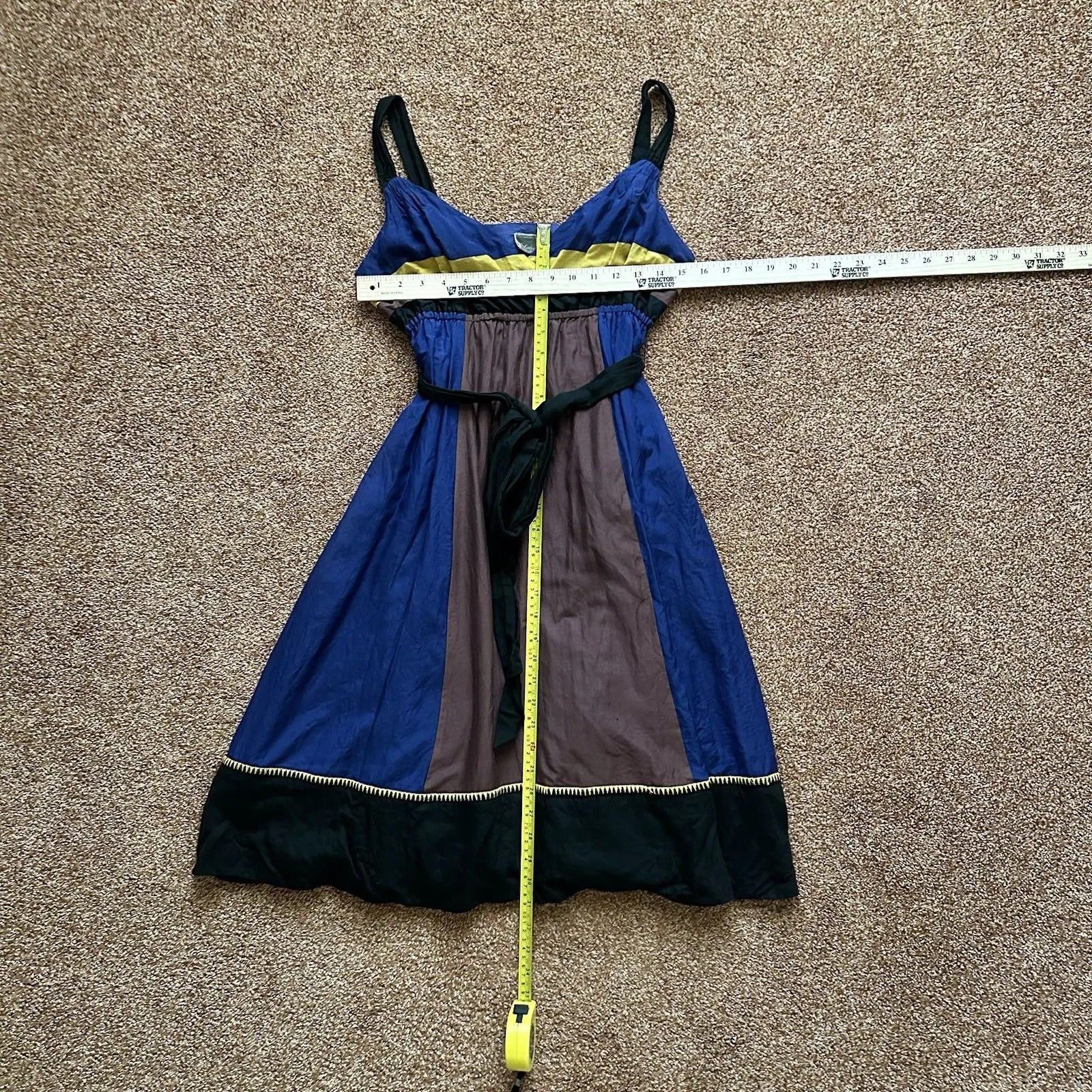 Lithe Dress 4 Midi Sleeveless Color Block Silk Cotton Anthropologie - Image 4