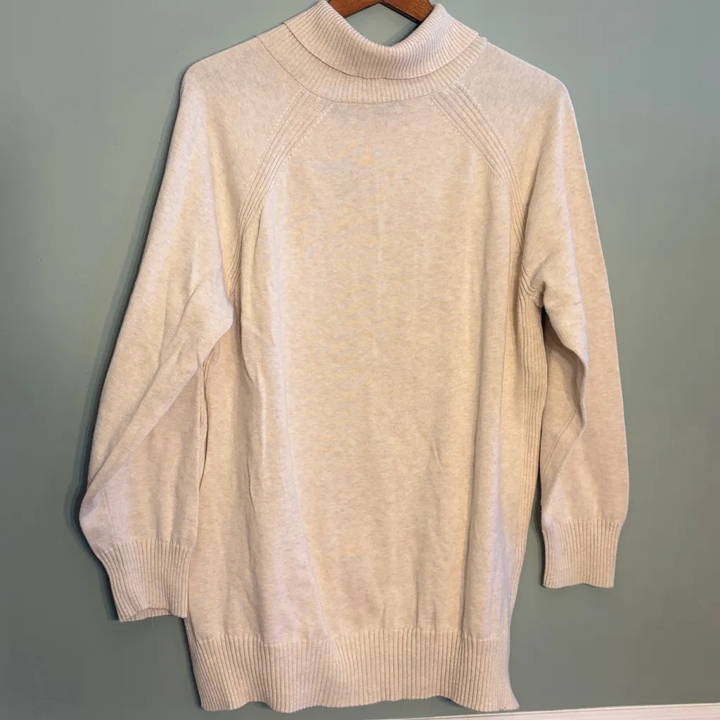 Jeanna Pierre Size XL Cream 100% Cotton Asymmetrical Neckline Long Sweater - Image 6