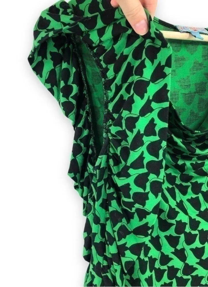 Plenty by Tracy Reese - Green and Black Floral Ruffle Dress - P/S - Image 5