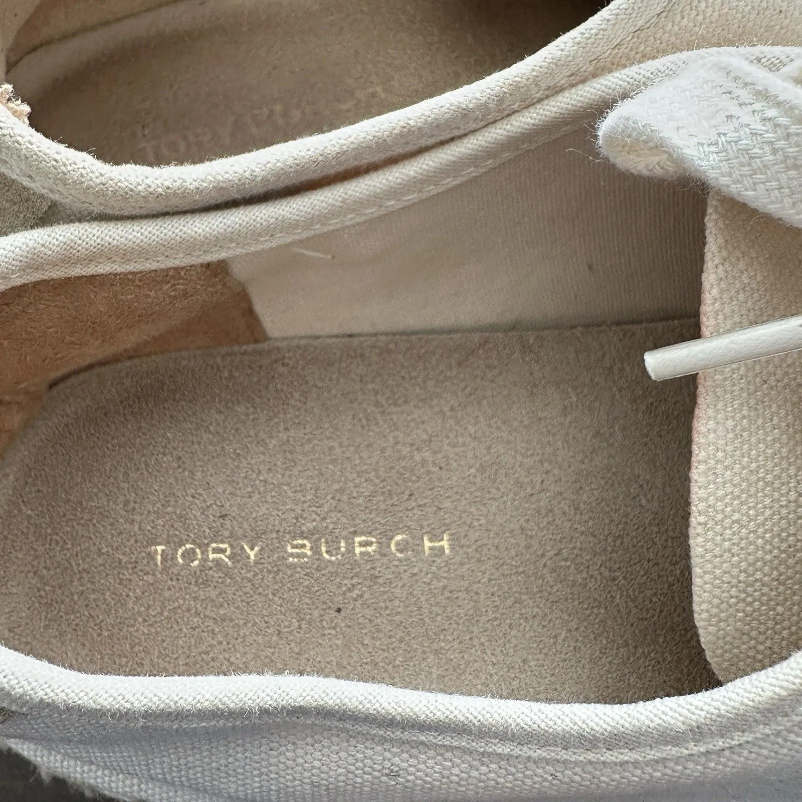 Tory Burch Women's Seaside Oxford Canvas Platform Espadrilles Vintage Cream 7.5M - Image 5