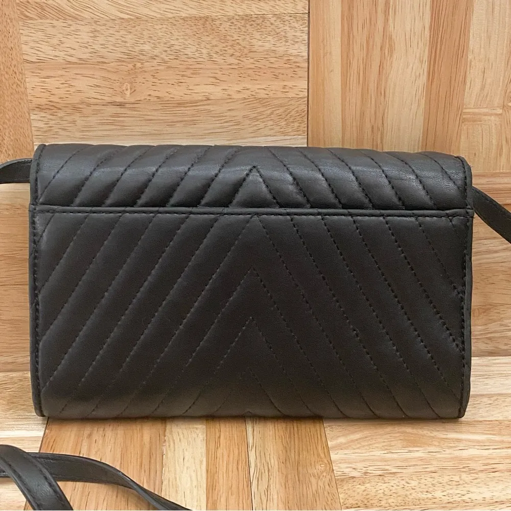 MICHAEL KORS Susannah Black Diagonal Quilted Leather Lock Clutch Shoulder Bag - Image 2
