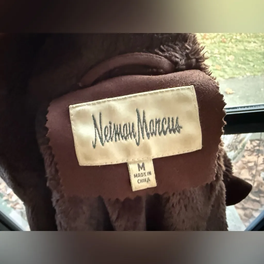 Vintage Neiman Marcus faux suede fur button down plush maxi coat, size medium - Image 13