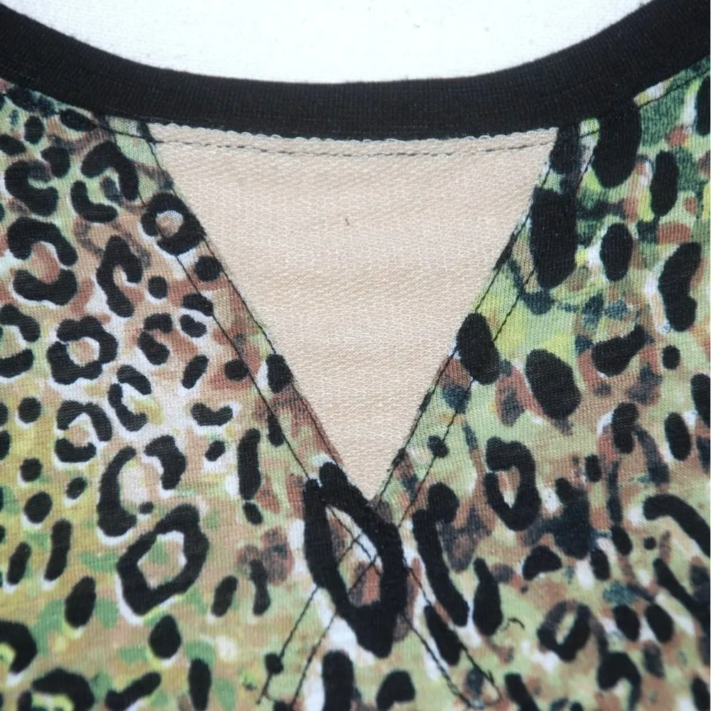 Cato Est. 1946 Green Leopard Print T-Shirt Top Size XL Stretch Short Sleeve - Image 3