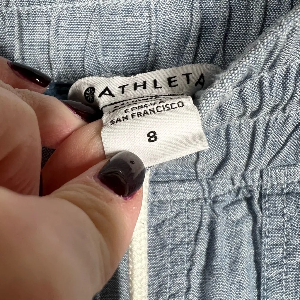 Athleta Blue Chambray Cabo Linen Wide Leg‎ Pants - Image 5