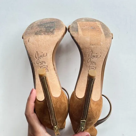 Joie Abbott Suede Ankle Wrap Sandal in Whiskey Brown Womens Size 37.5 US…‎ - Image 7