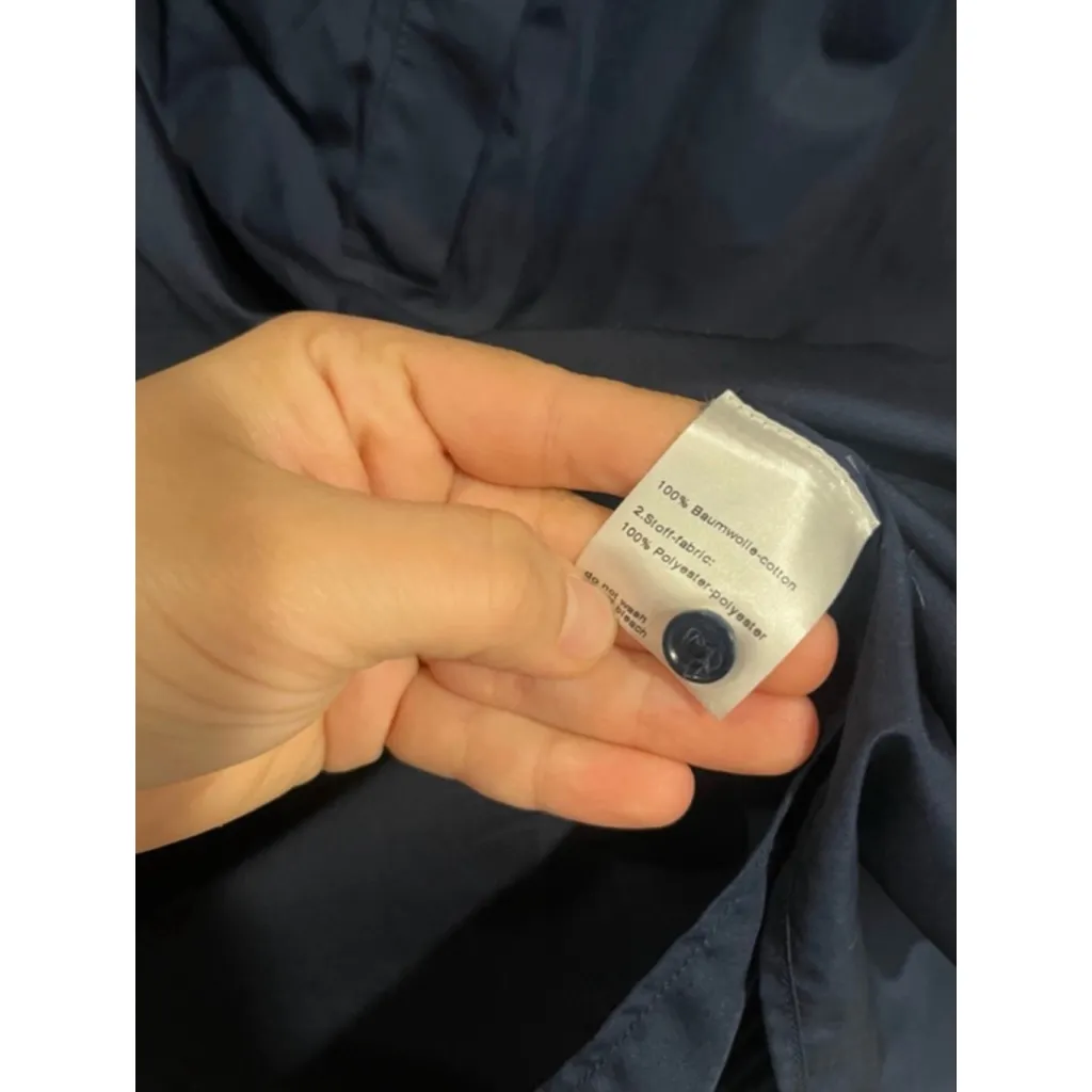 Akris Punto Navy Pleated Collar Long Sleeve Tunic Blouse Size US 8 - Image 4