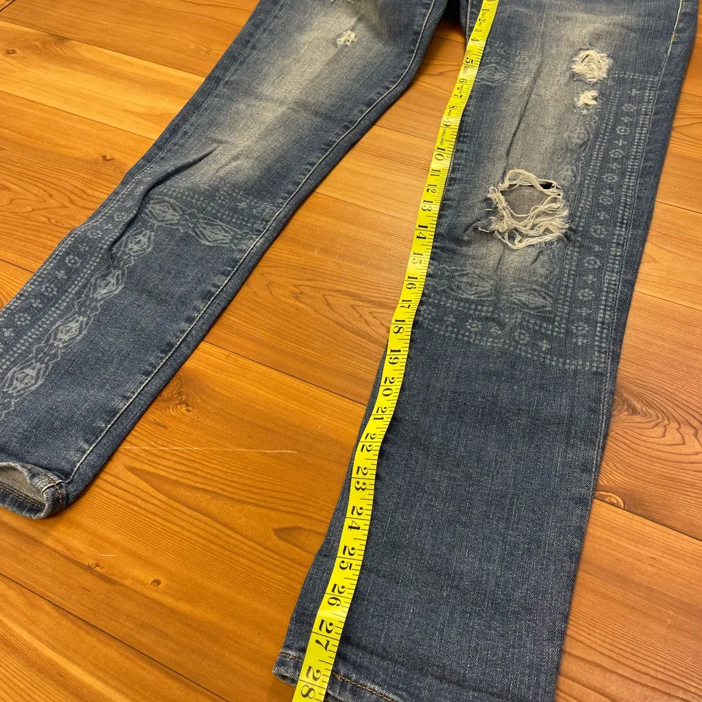 Mavi Jeans Emma Slim Boyfriend Low Rise Dark Wash Blue Denim Distressed size 28 - Image 5