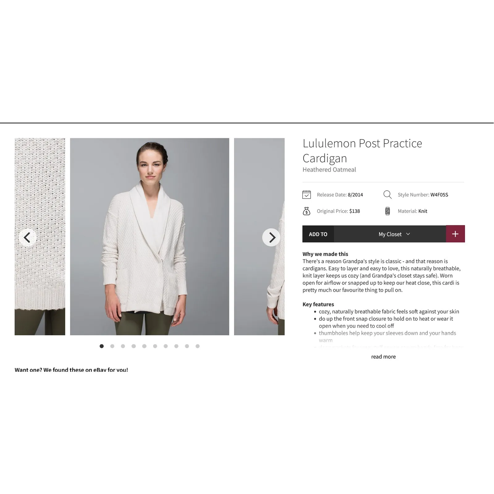 Lululemon Post Practice Cardigan Heather Oatmeal‎ US 10 Fall Winter - Image 5