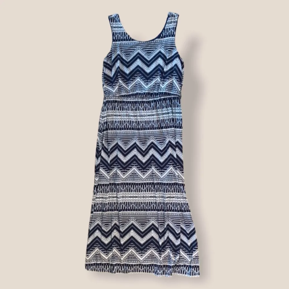 Navy & White Maxi Dress - Image 2