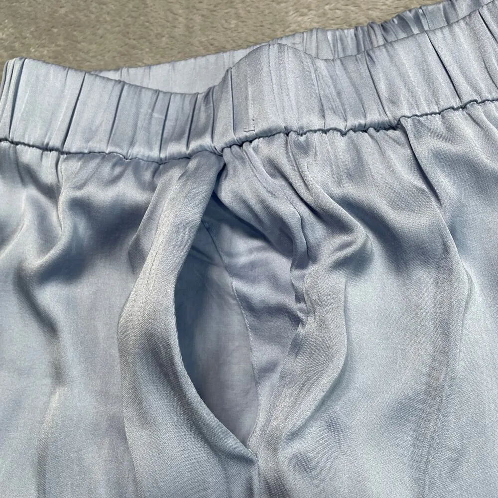 Simkhai Pants Womens Medium Blue Wide Leg Silky Flowy Dressy Casual Resort - Image 5