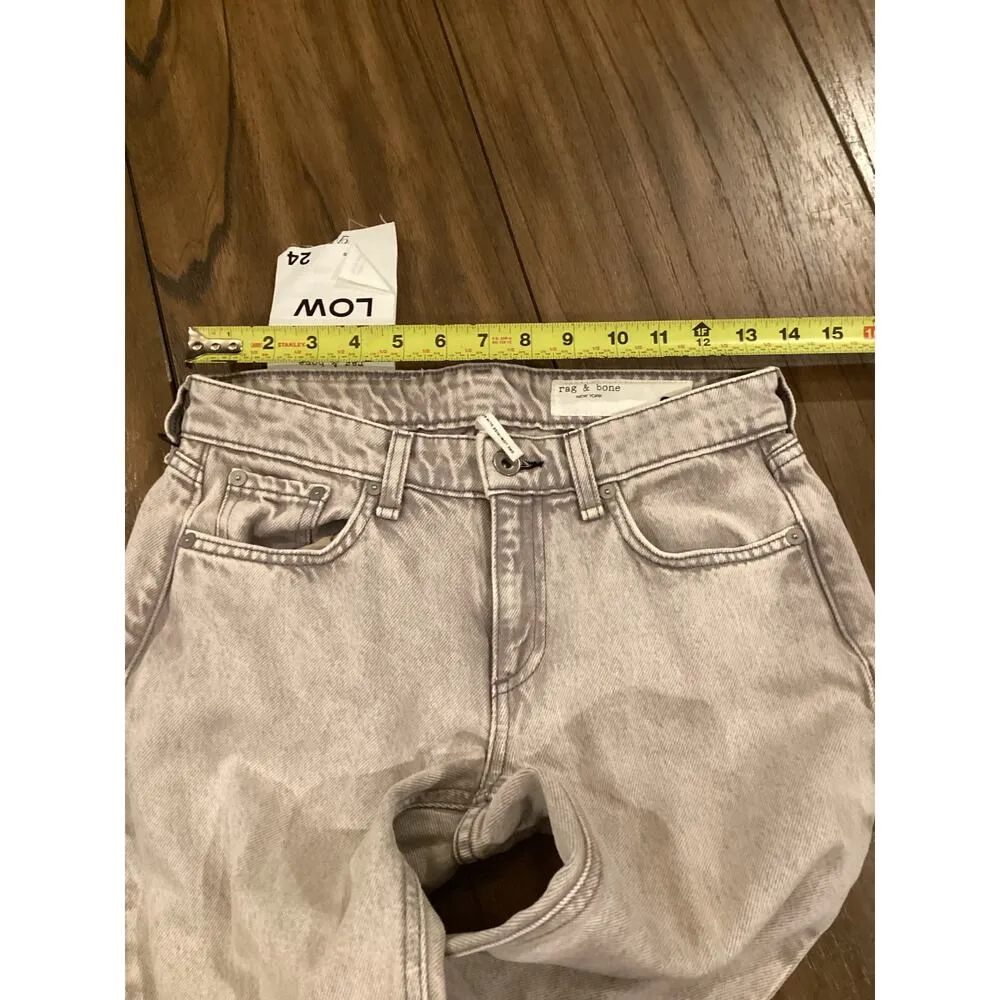 Rag & Bone Gray Dre Low Rise Slim boyfriend Raw Hem Jeans nwt 24 - Image 9