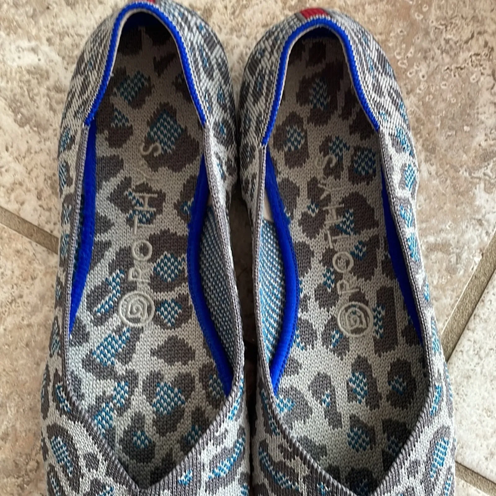 Rothy's Rothy’s The Flat in Leopard Spotted Grey Blue Ballet Flat - Image 4