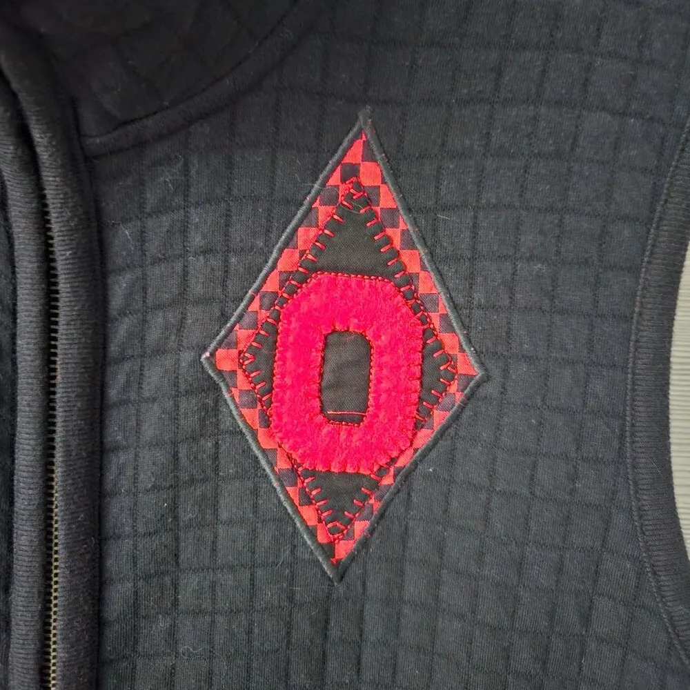 Karen Scott Ohio State Buckeyes Black Quilted Full Zip Vest OSU Patchwork Logo Red Size M - Image 8