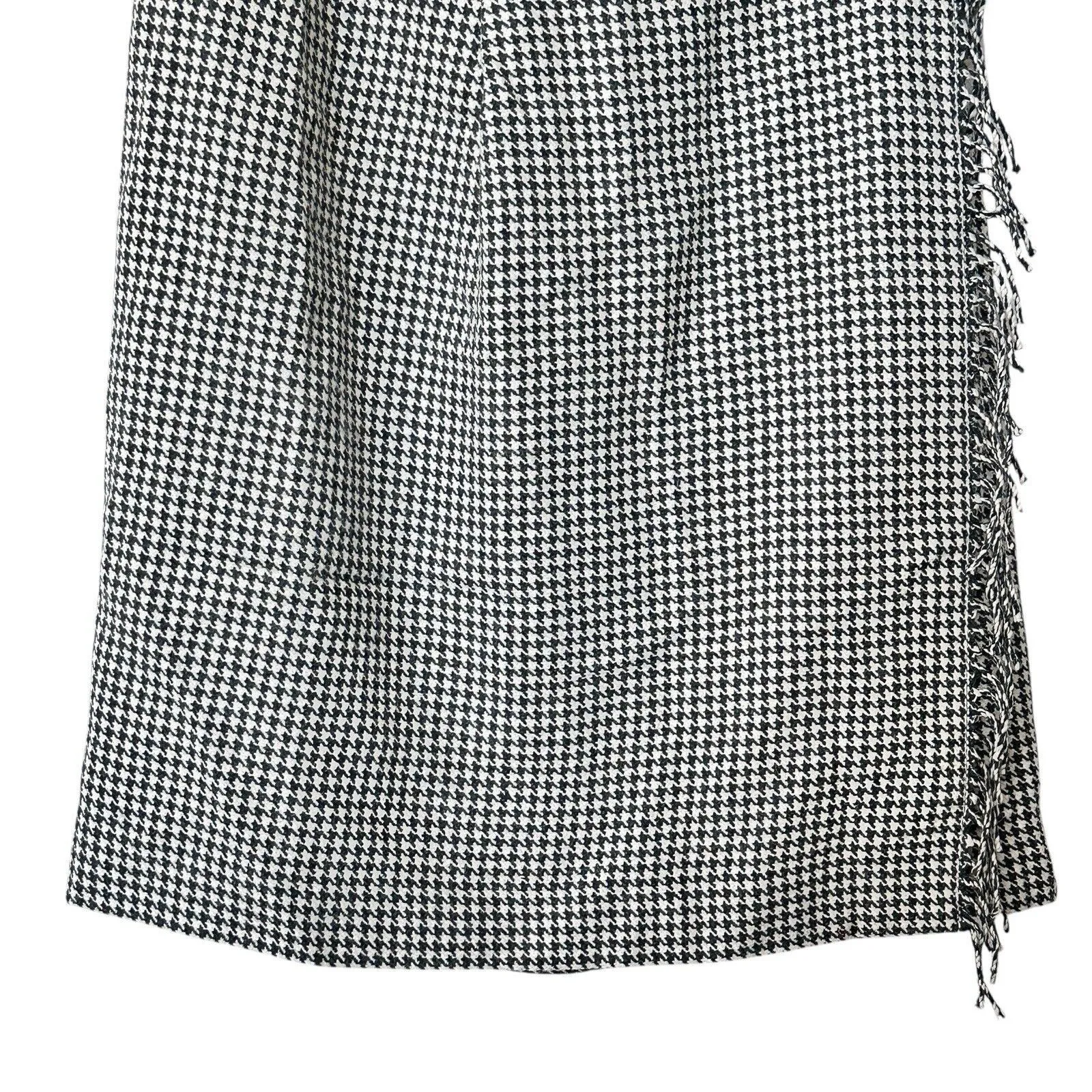 NWT INES DE LA FRESSANGE x UNIQLO Wool Houndstooth Wrap Fringe grunge Skirt 6 - Image 12
