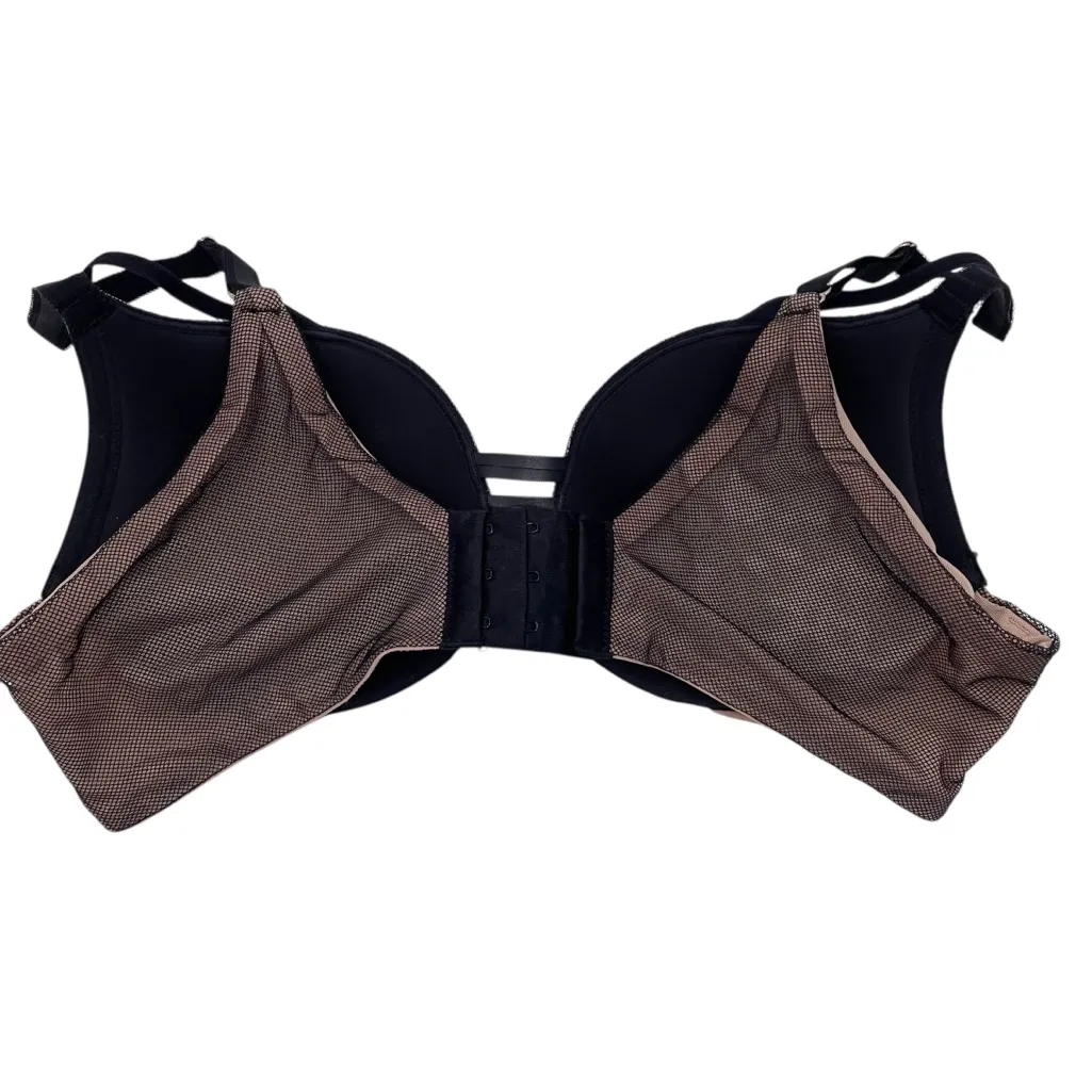 Torrid XO Plunge Push-Up Bra Size 38C Black Faux Leather Mesh Underwire Strappy - Image 4