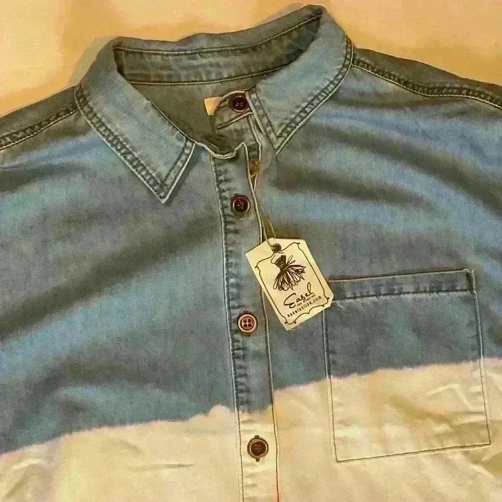 Easel Denim and White shacket. Oversized. NWT. Size medium. - Image 3