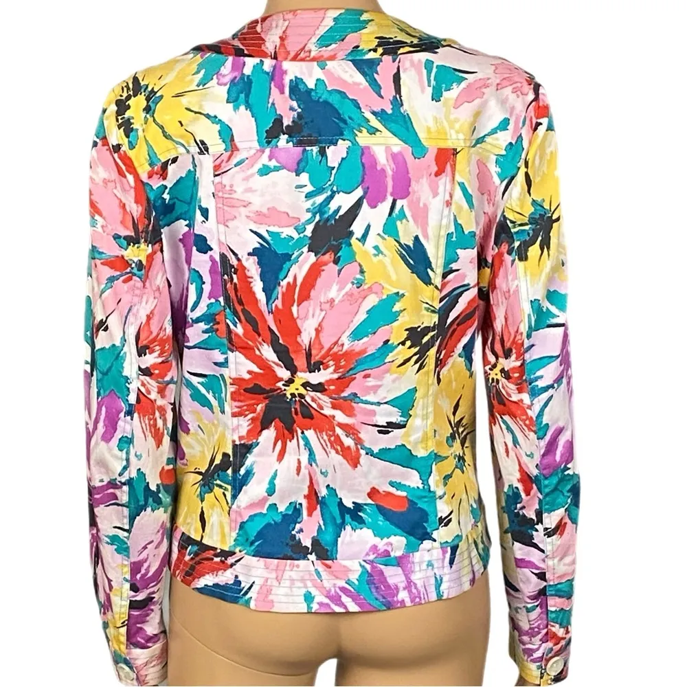 COLDWATER CREEK abstract colorful floral buttoned jacket w/Pockets Size 12 EUC - Image 7