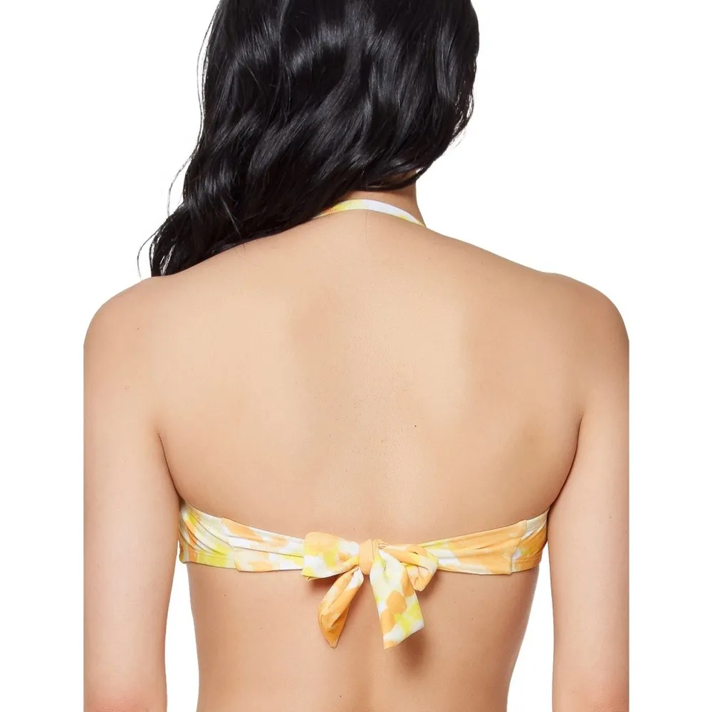 Jessica Simpson Classic Yellow Ocean Tie Dye Twist Front Swim Top Size Small New - Image 4