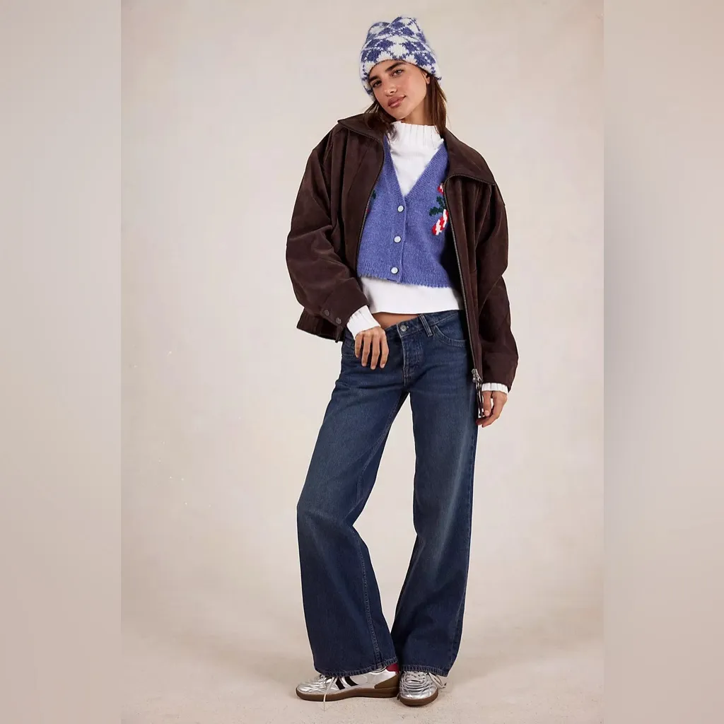 NWT Free People Be Merry SoftSpun Sweater Vest - Blissful Blue Combo - Image 3