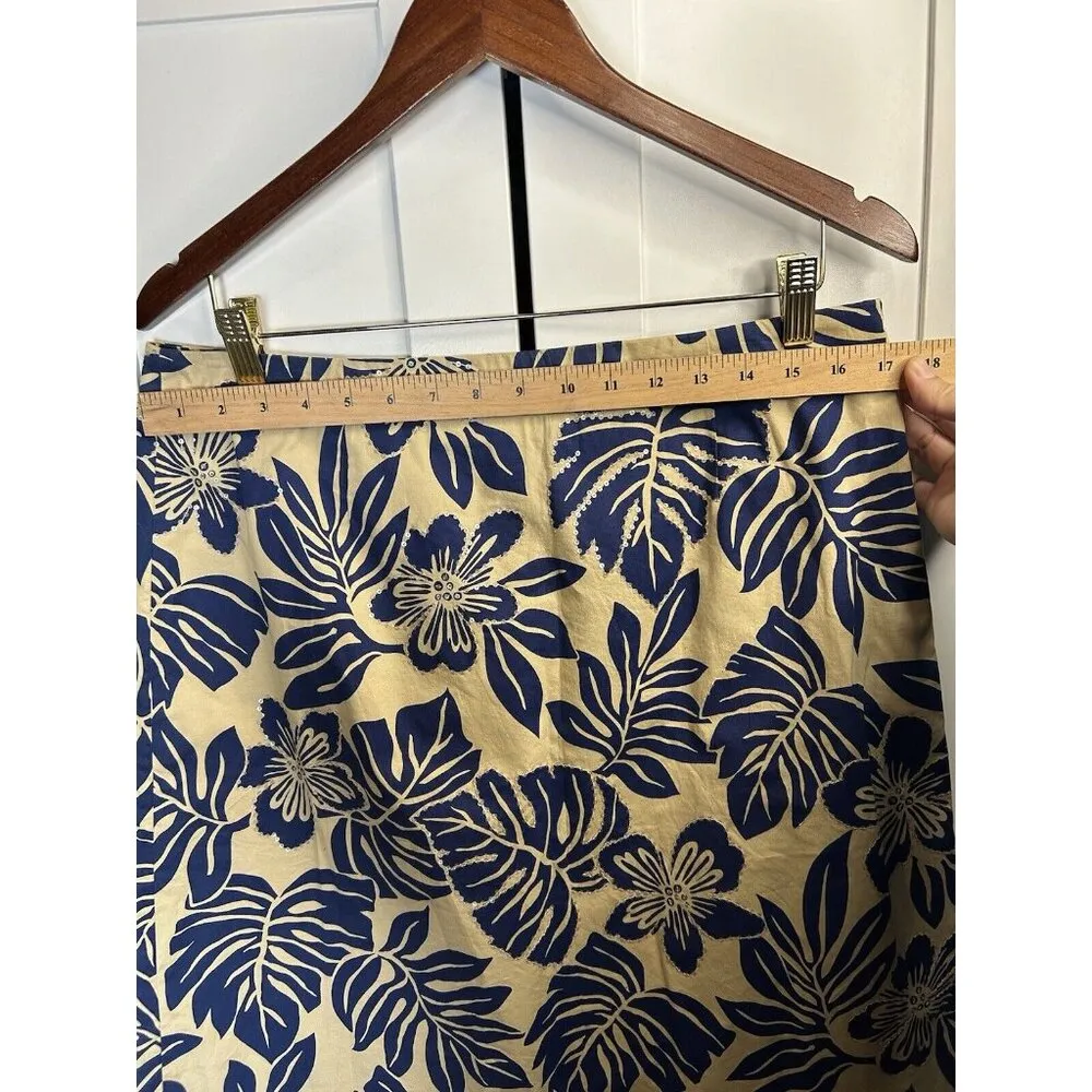 Talbots Floral A Line Skirt Sz 14‎ Brown Blue Floral Sequins Aloha Tropical - Image 5