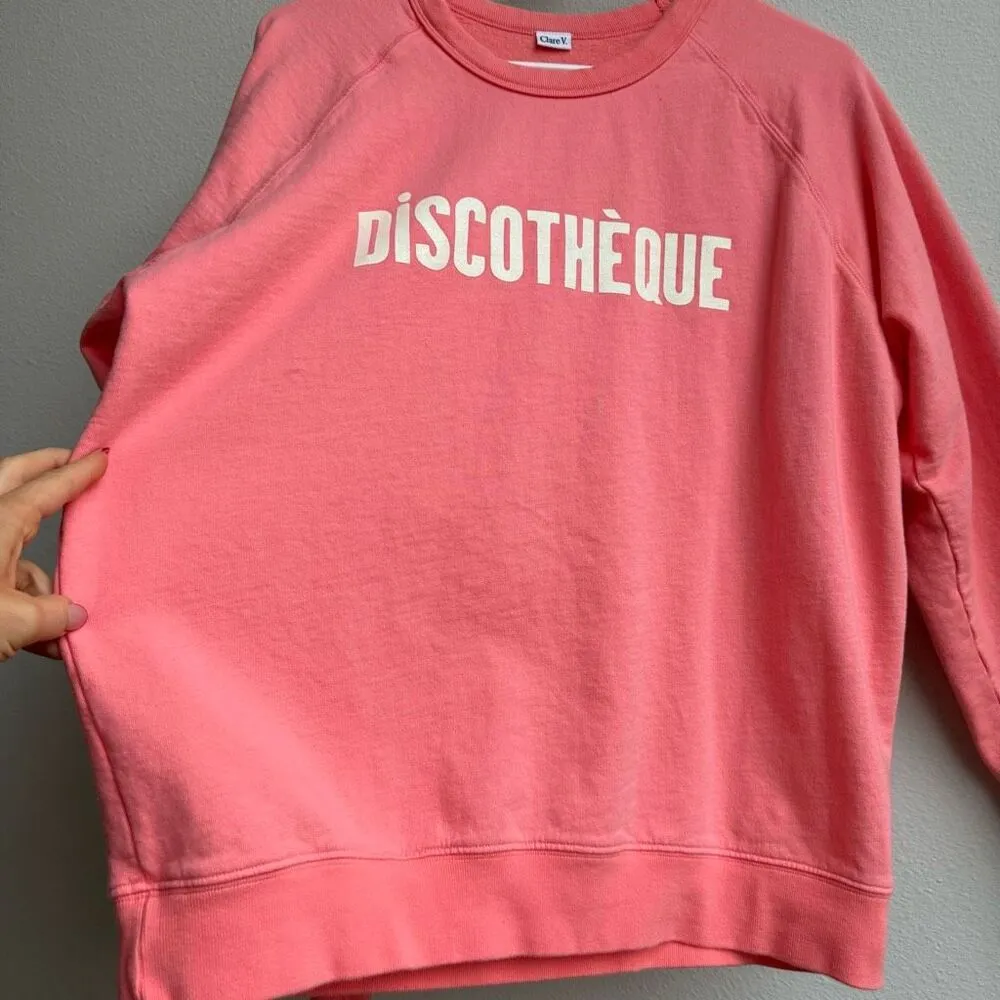 Clare V Discotheque Sweatshirt Anthropologie Sweater Salmon Pink Size Large - Image 4