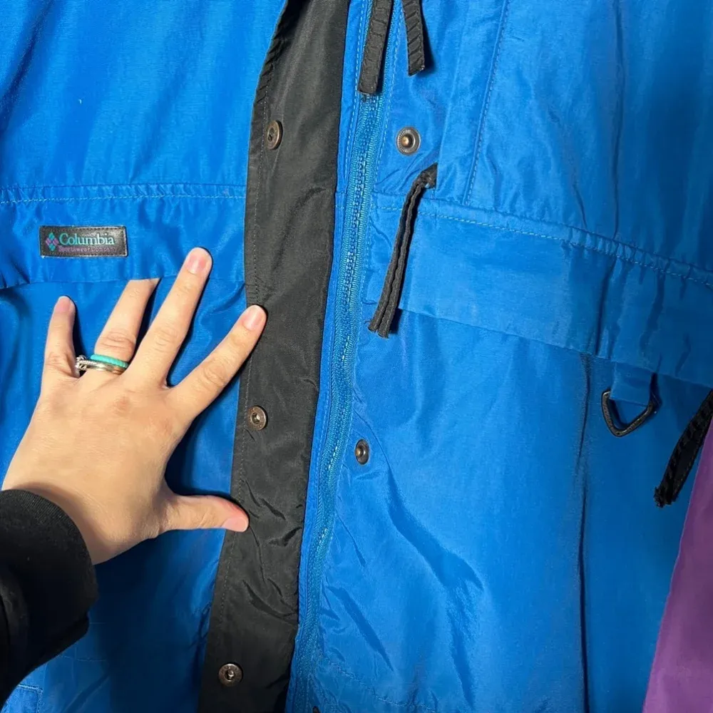 Vintage Columbia Radial Sleeve Colorblock Jacket L‎ Blue Purple - Image 3