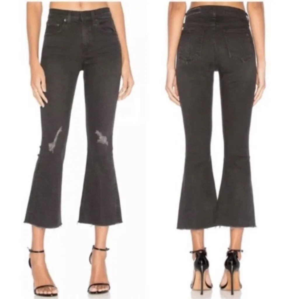 Rag & Bone 10 Inch Crop Flare Raw Hemp Jeans In Blackthorne - Image 4