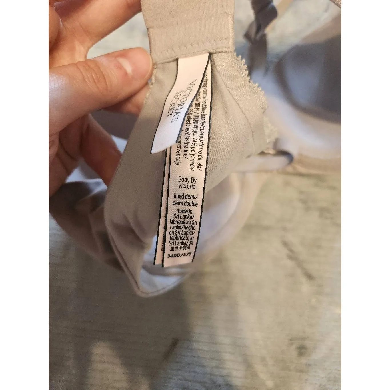 Victoria's Secret 34DD Body by Victoria Lined Demi Bra Lace Gray - Image 3